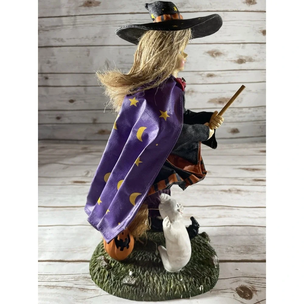 Vintage Halloween Witch & Scarecrow Fabric Mache Figurines 13